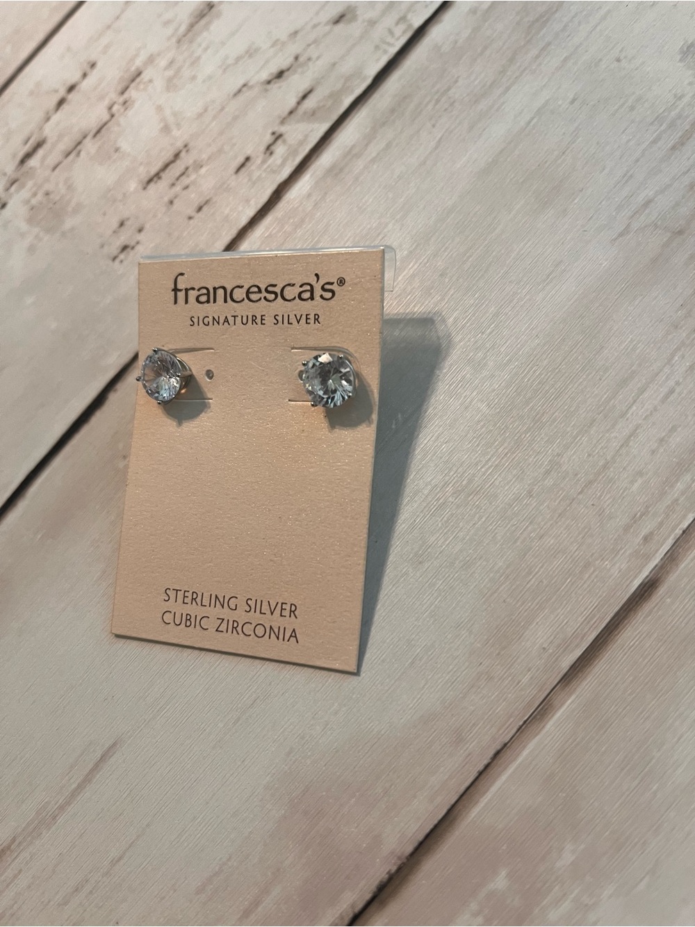 Francesca's Collections Sterling Silver Clear Cubic Zirconia Stud Earrings